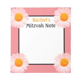Bloco De Notas Notepad da Mitzvah da Rapariga Rosa Retro Daisies