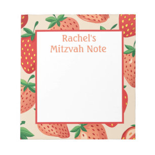 Bloco De Notas Notepad da Mitzvah, garota de morangos personaliza