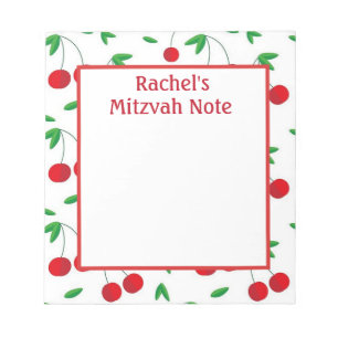 Bloco De Notas Notepad da Mitzvah, Impressão de cereja personaliz