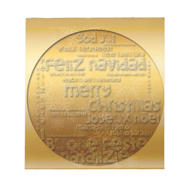 Bloco De Notas Notepad da Navidad do Natal Internacional do ouro (Frente)