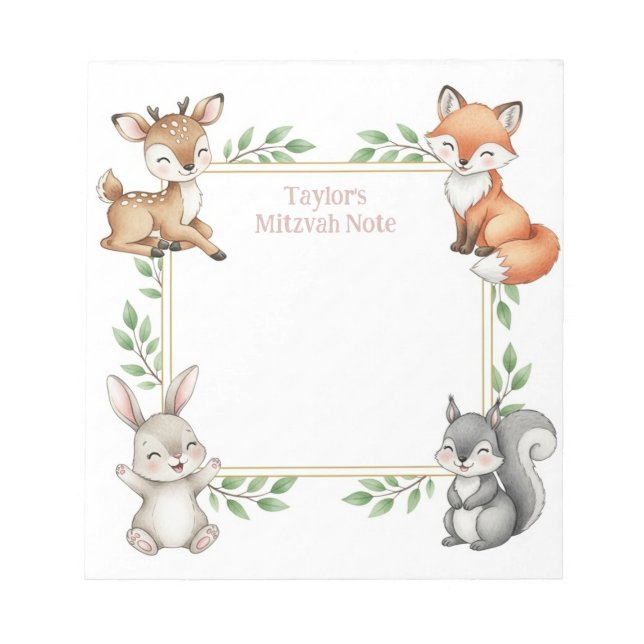Bloco De Notas Notepad da Nota Mitzvah Personalizada de Animais d (Frente)