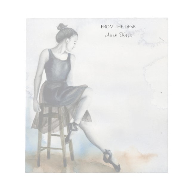 Bloco De Notas Notepad Dancer de Aquarela Personalizar Ballerina (Frente)
