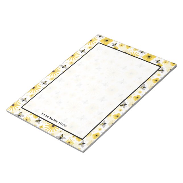 Bloco De Notas Notepad das Abelhas de mel e Bolinhas (Inclinado)