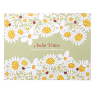 Bloco De Notas Notepad das flores das damybugs, brancas, brancas