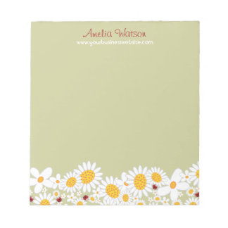 Bloco De Notas Notepad das flores das damybugs, brancas, brancas
