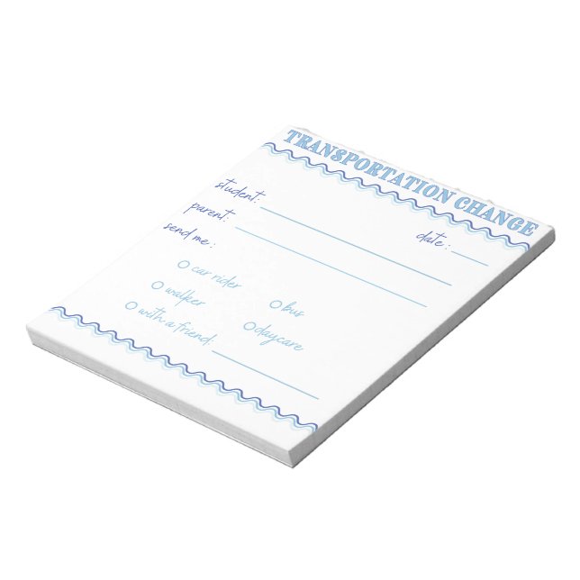 Bloco De Notas Notepad de Alteração de Transporte Azul Divertido (Invertido)