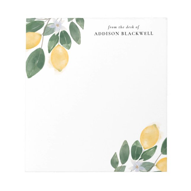 Bloco De Notas Notepad de Aquarela e Foliage com Nome (Frente)