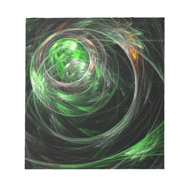 Bloco De Notas Notepad de arte Abstrato verde em todo o mundo (Frente)