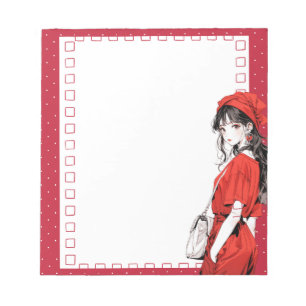 Bloco De Notas Notepad de Boho de Animação Simples Vermelho