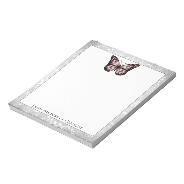 Bloco De Notas Notepad De Borboleta Rosa Brilhante (Invertido)