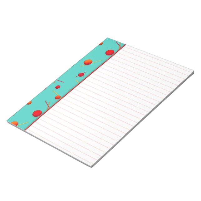 Bloco De Notas Notepad de Borda Aqua Vermelha Laranja Divertida (Inclinado)