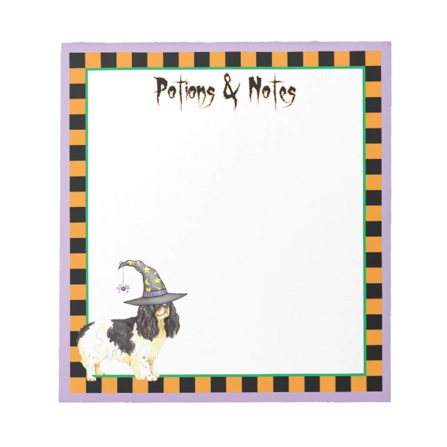 Bloco De Notas Notepad de Bruxa de Toy Spaniel Inglês (Frente)