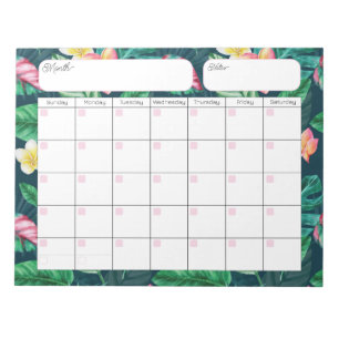 Bloco De Notas Notepad de Calendário do Folhagem Tropical 2
