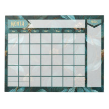 Notepad de Calendário Perpétuo Floral e Dourado