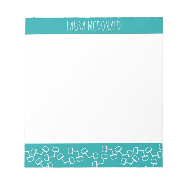 Bloco De Notas Notepad de Cavalo de Snaffle Moderno - Teal (Frente)