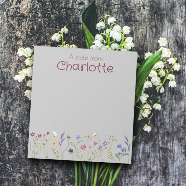 Bloco De Notas Notepad de cinzas de aquarela floral de Boho Count (Criador carregado)