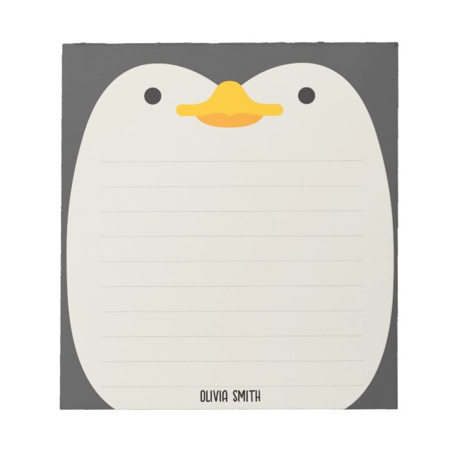 Bloco De Notas Notepad de Crianças Personalizadas de Pinguim Boni (Frente)