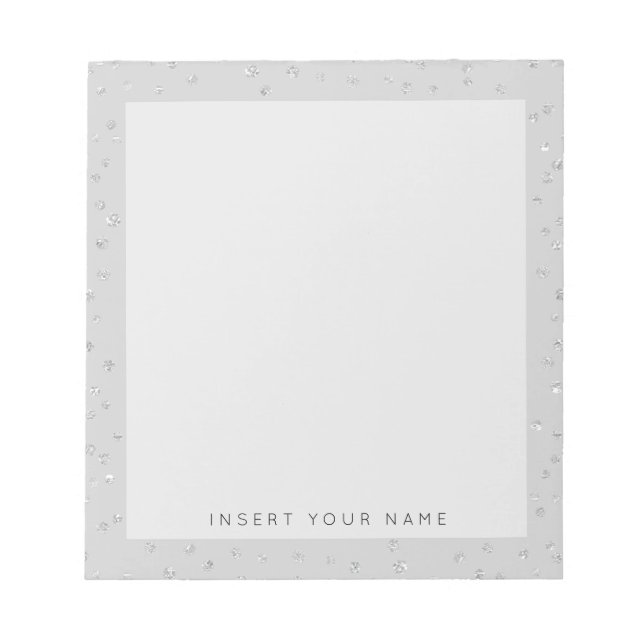 Bloco De Notas Notepad de Cristal Prateado 5,5" x 6" (Frente)