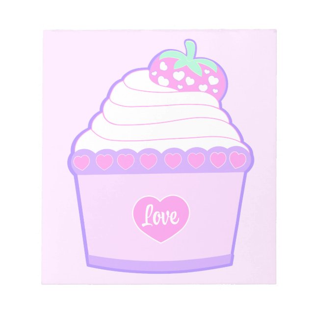 Bloco De Notas Notepad de Cupcake de Amor Rosa (Frente)