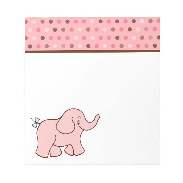 Bloco De Notas Notepad de Elefante para Bebê Rosa (Frente)