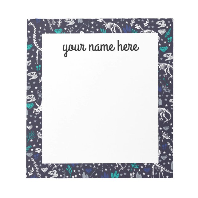Bloco De Notas Notepad de Esqueletos do Dinossauro Personalizado (Frente)