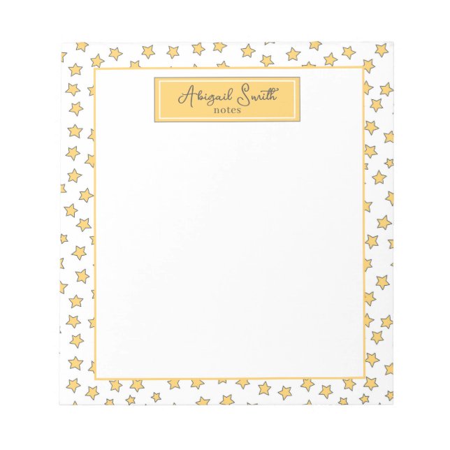 Bloco De Notas Notepad de Estrelas Amarelas Cutas (Frente)