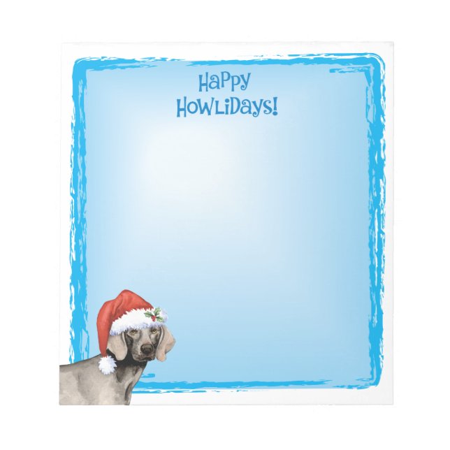 Bloco De Notas Notepad de Feliz Howlidays Weimaraner (Frente)