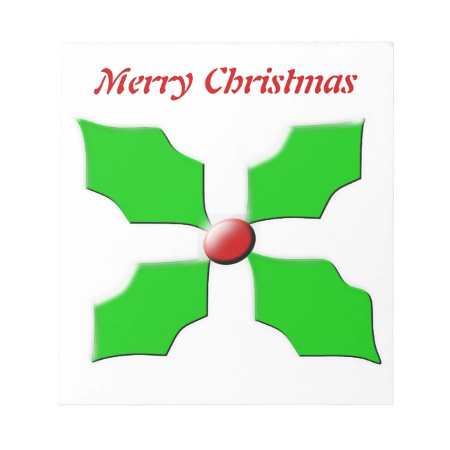 Bloco De Notas Notepad de Feliz Natal Holly Personalizável (Frente)