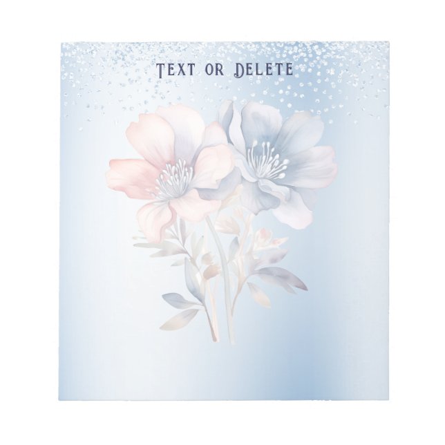 Bloco De Notas Notepad de Flores Azul Rosa (Frente)