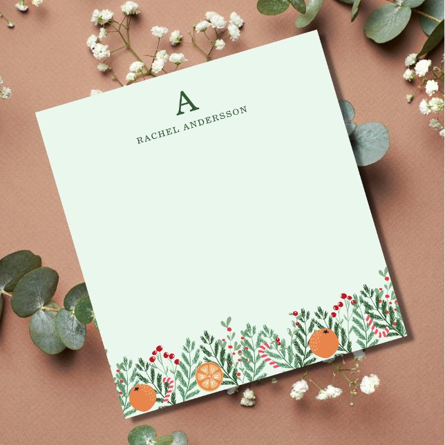Bloco De Notas Notepad de Flores de Natal Monogramas (Criador carregado)