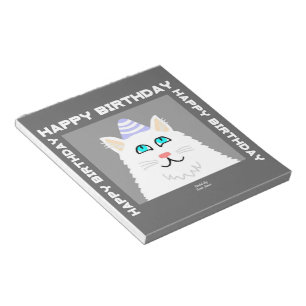 Bloco De Notas Notepad de Gato Branco Fluffy