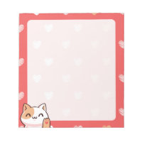 Notepad de Gato e Corações de Kawaii