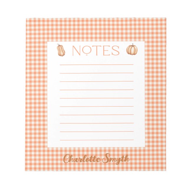 Bloco De Notas Notepad de Gingham de Queda (Frente)