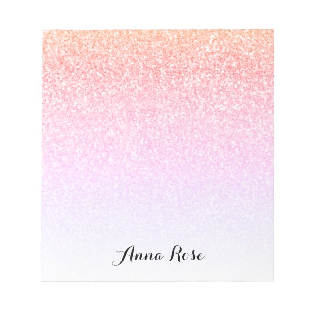 Bloco De Notas Notepad de Glitter de Ombre Espelho Arco-Íris (Frente)