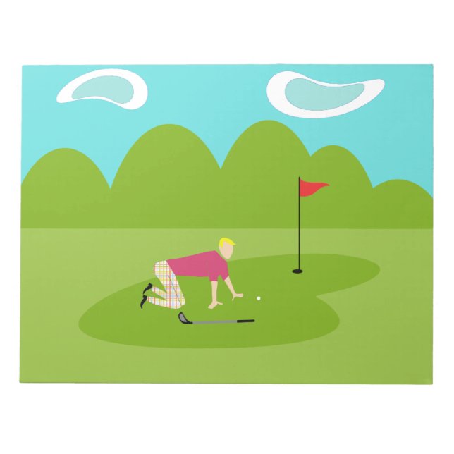 Bloco De Notas Notepad de Golfer Retro (Frente)