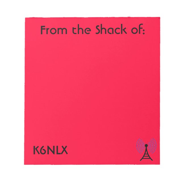 Bloco De Notas Notepad de Indicativo de Chamada de Rádio Amateur  (Frente)