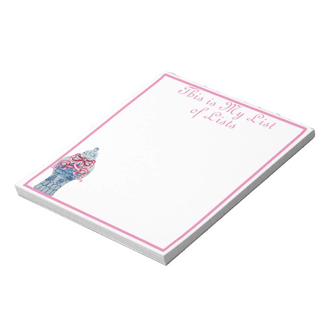 Bloco De Notas Notepad de Jar de Ginger Azul Rosa (Invertido)