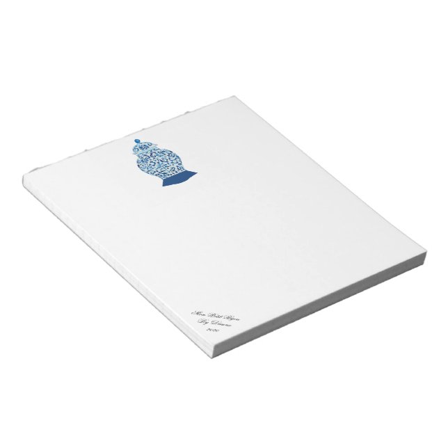 Bloco De Notas Notepad de Jar Ginger Azul e Branco (Inclinado)