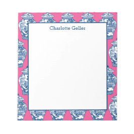 Bloco De Notas Notepad de Jar Ginger Azul e Branco