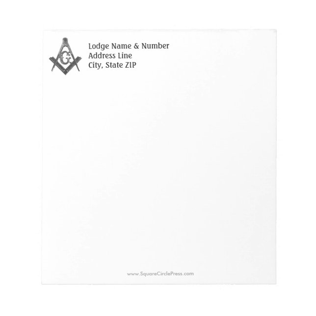 Bloco De Notas Notepad de Lodge Masônico de Estilo Vintage (Frente)