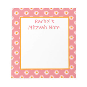 Bloco De Notas Notepad de Meninas Rosa Mitzvah Nota Meninas