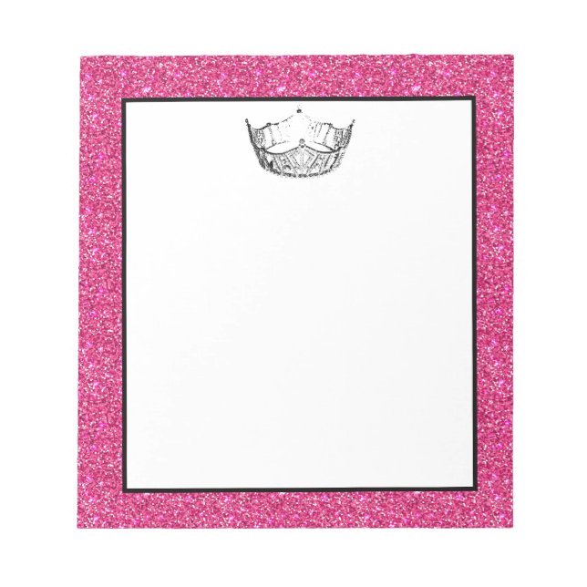 Bloco De Notas Notepad de Miss América Crown Rosa (Frente)