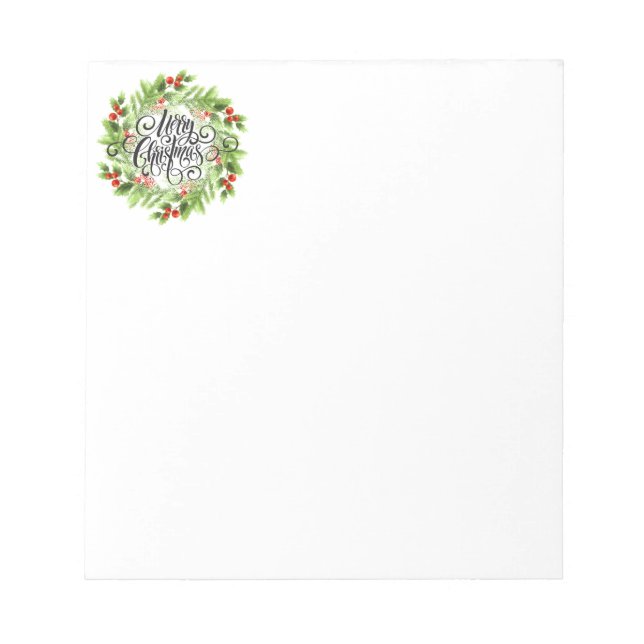 Bloco De Notas Notepad de Natal Holly Wreath (Frente)