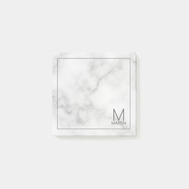 Bloco De Notas Notepad de Nome e Monograma Personalizado Moderno (Frente)