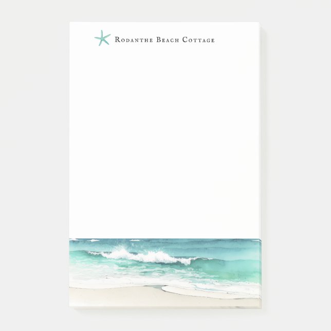 Bloco De Notas Notepad de ondas do oceano de aquarelas (Frente)