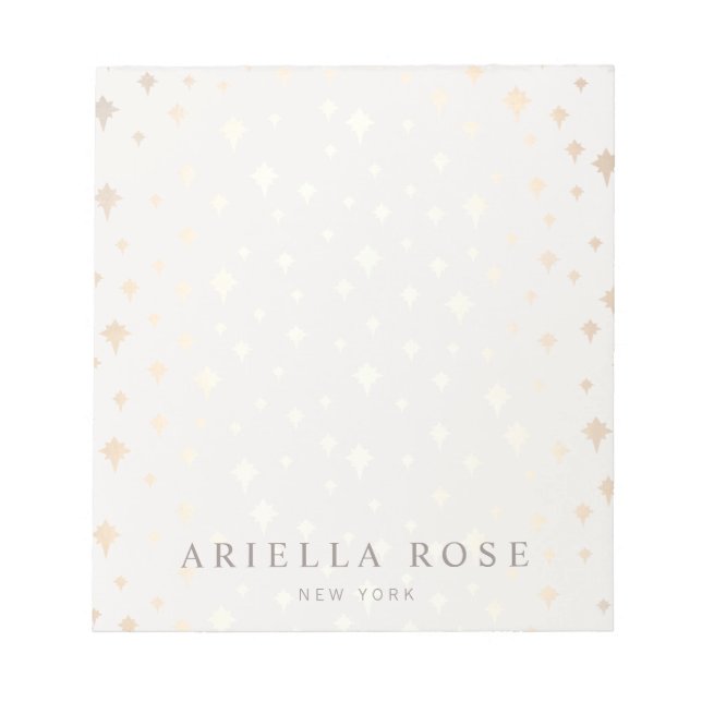 Bloco De Notas Notepad de Padrão de Estrelas Douradas Chic Elegan (Frente)