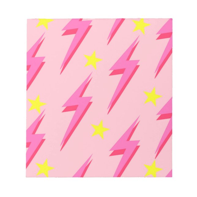 Bloco De Notas Notepad de Padrão de Relâmpago Rosa para Escrevend (Frente)