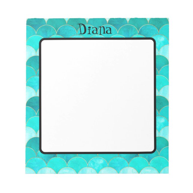 Bloco De Notas Notepad de padrão de Sereia Cuja (Frente)