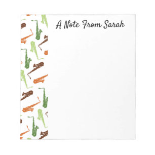 Bloco De Notas Notepad de padrão saxofone personalizado