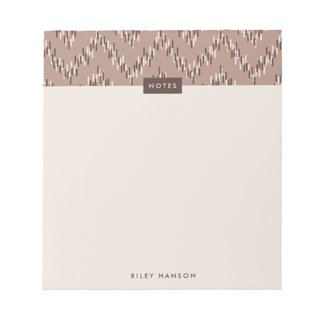 Bloco De Notas Notepad de padrão Zig Zig Boho Dashing Ikat - Brow (Frente)